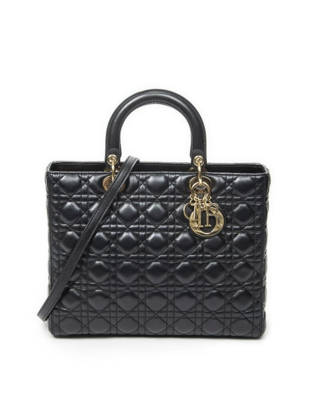 Dior Large Lady Dior Zip Black Canada Lambskin Leather Handbag